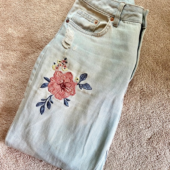 h&m embroidered jeans